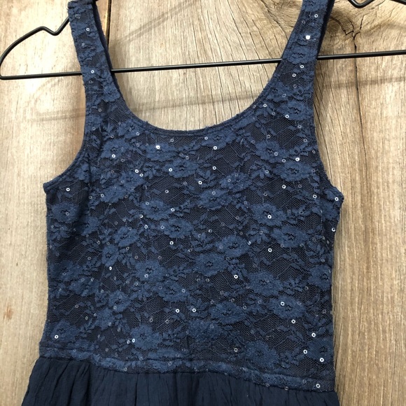 Abercrombie Kids Floral Mesh Lace Dress with Sequins on Blue Size Medium - Picture 3 of 16